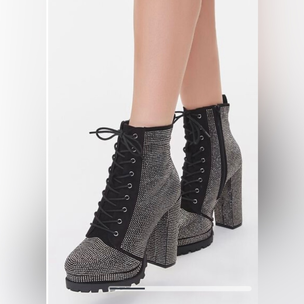 Rhinestone platform booties